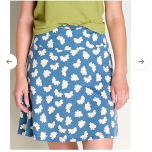 Toad&Co Daisy Print Chaka Skirt Sz Small Blue Pull-on A-line Samba Skirt NWT